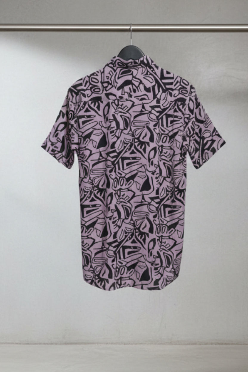 F DEGREE Men's Abstract Print Short Sleeve Casual Shirt