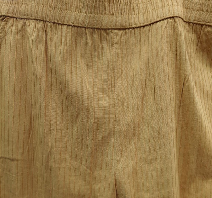 Women's Mustard Ribbed Elastic Waist Trousers