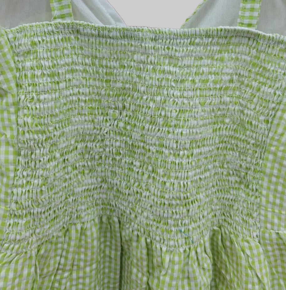 Women's Green Gingham Smocked Peplum Cami Top