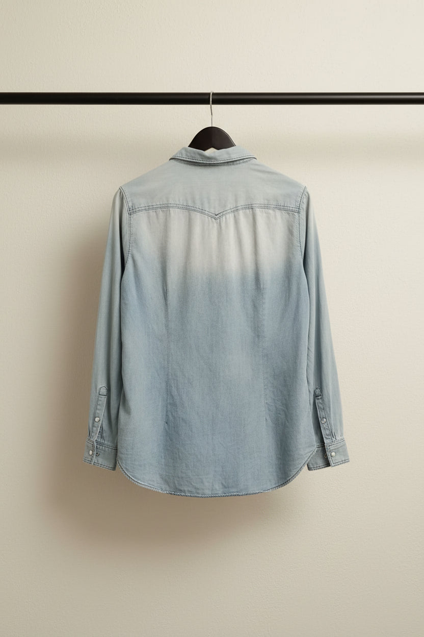 H&M Women's Light Blue Denim Long Sleeve Shirt