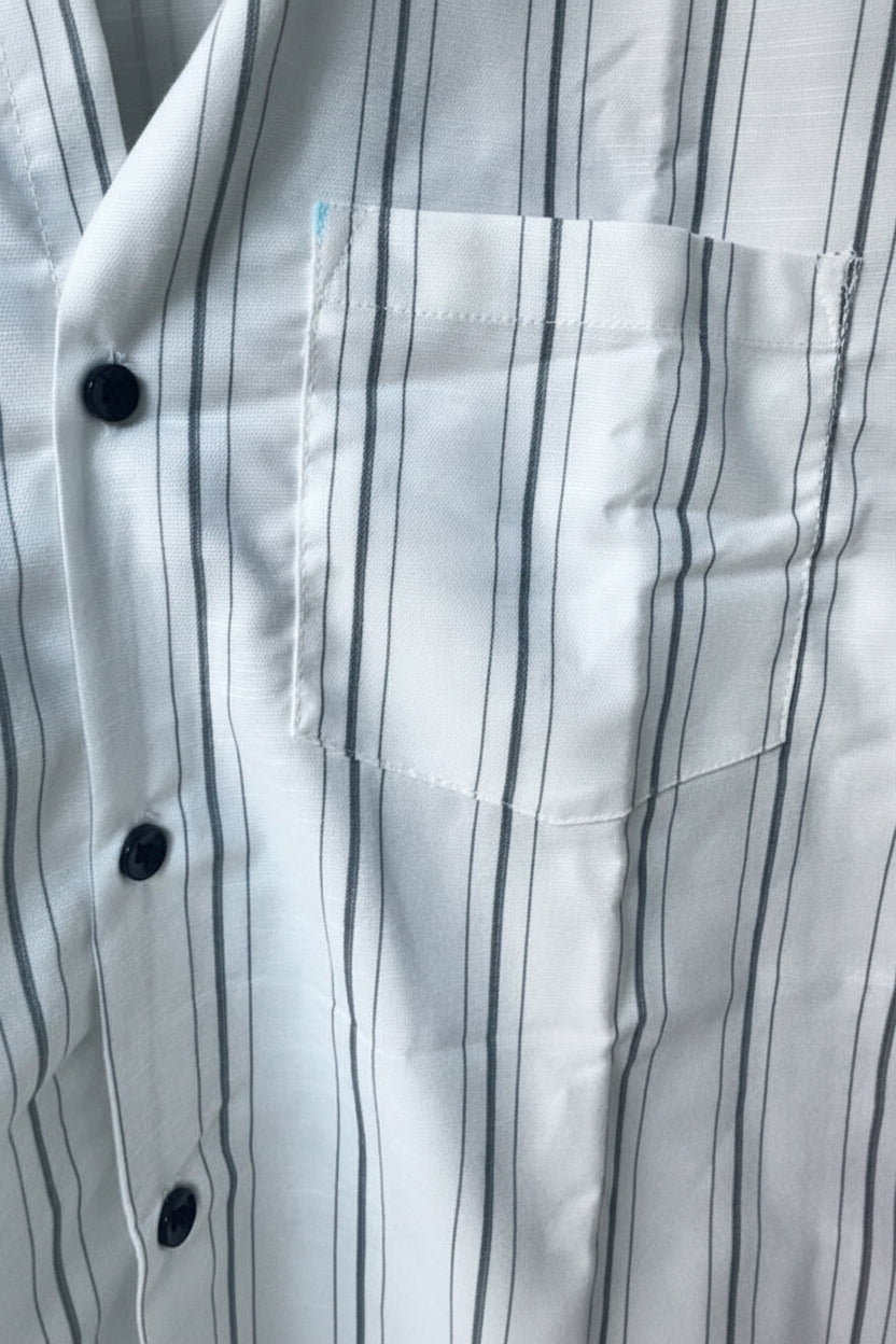 Men's White Striped Full Sleeve Casual Shirt by TREND BRIDGE