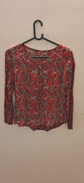 Max Women's Red Floral Rayon Long Sleeve Top