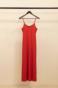 Women's Red Spaghetti Strap Maxi Dress with Side Slit