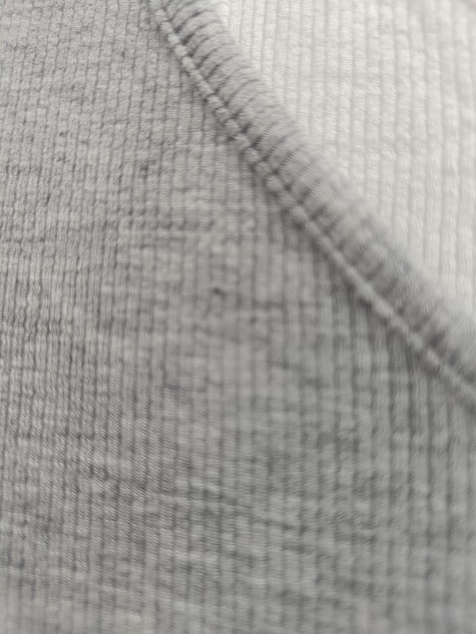 Women's Grey Ribbed Long Sleeve Button-Front Top