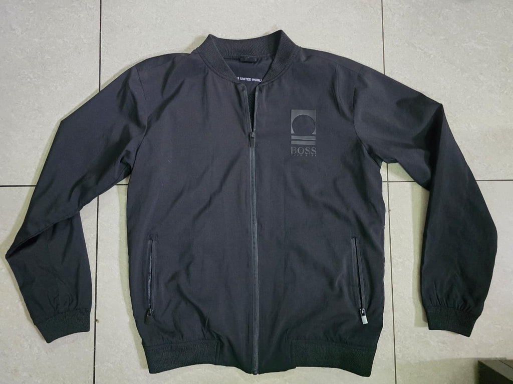 BOSS UNITED WORLD Men's Black Bomber Jacket with Mesh Lining