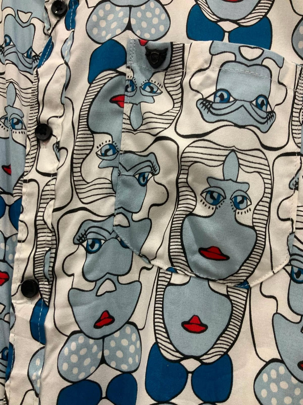 Miller Stone Men's Abstract Face Print Short Sleeve Shirt