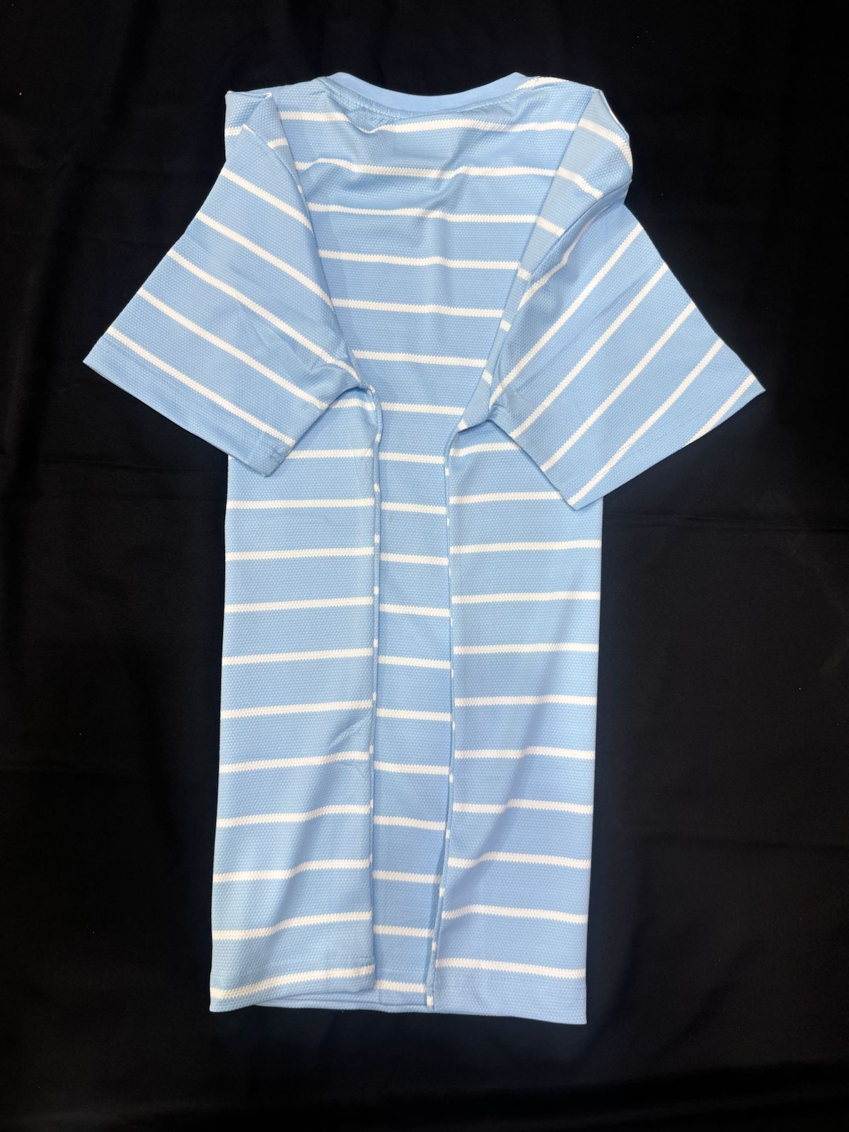 Men's American Fit Light Blue & White Striped Round Neck T-Shirt