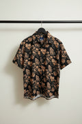 Bulan Bintang Men's Black & Brown Patterned Relaxed Fit Short Sleeve Shirt