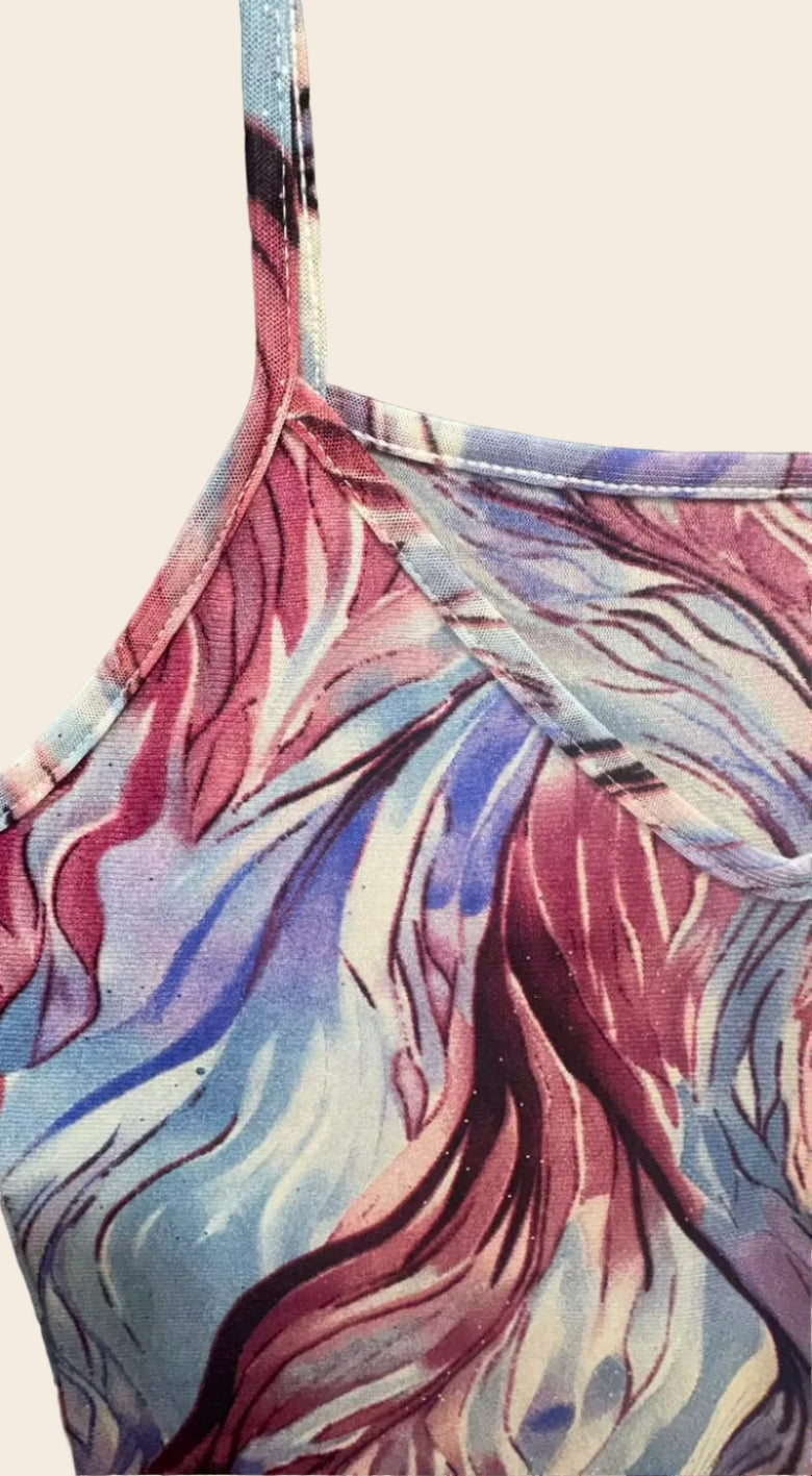 Women's Multicolor Abstract Print Sleeveless Camisole dress