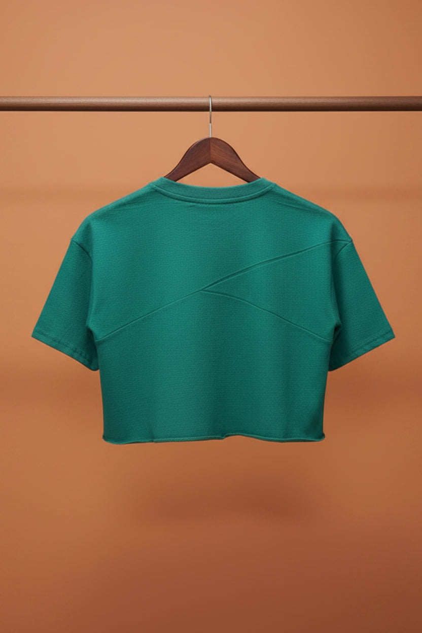 ATTIRHUB Green Heart Print Crop Top
