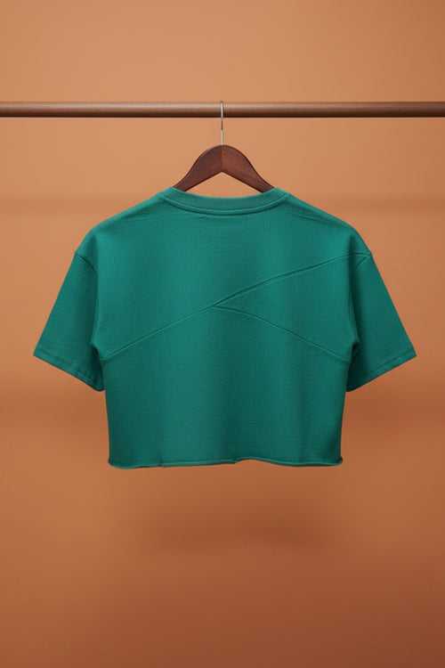ATTIRHUB Green Heart Print Crop Top