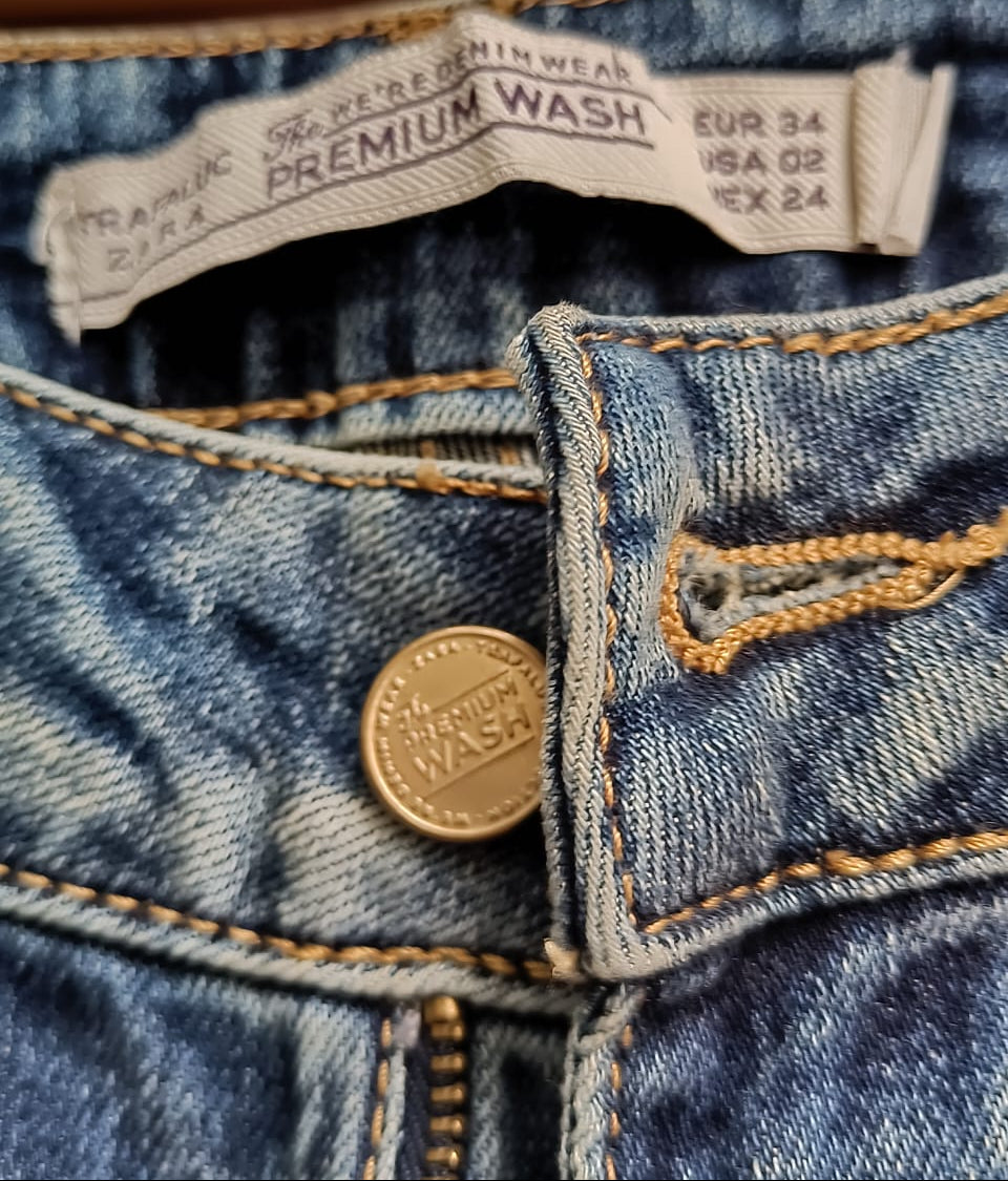 ZARA Premium Wash Distressed Straight Leg Jeans
