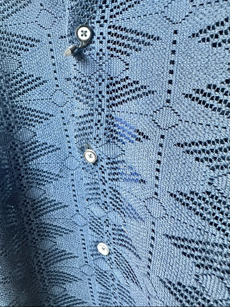 Men's PS-2 Diesel Blue Perforated Long Sleeve Casual Shirt