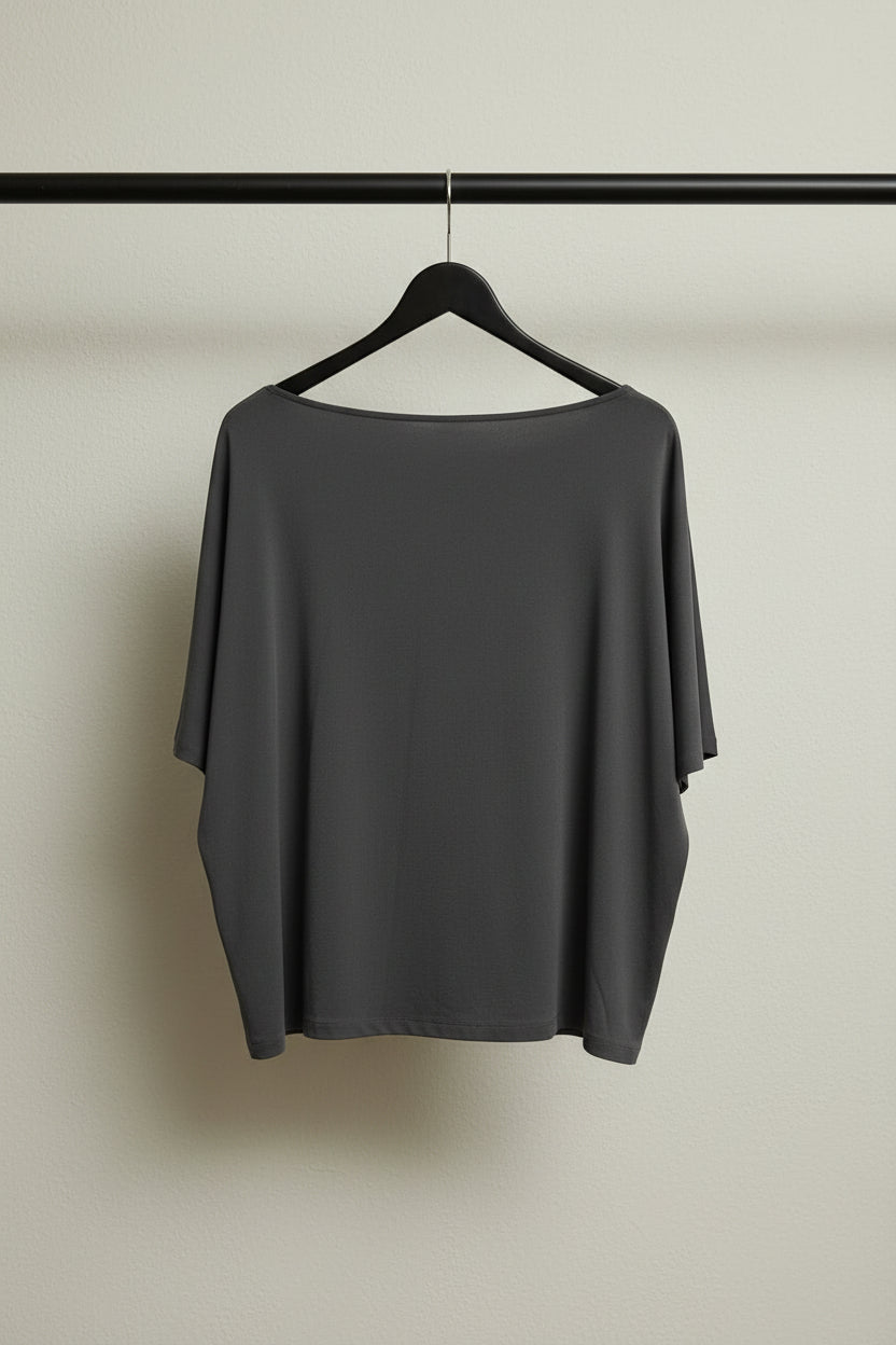 H&M Women's Dark Grey Dolman Sleeve Relaxed Fit Top