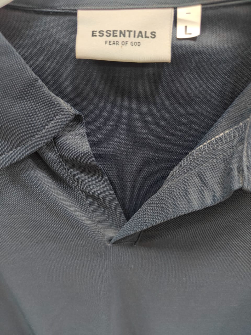 Essentials Fear of God Men's Dark Grey Long Sleeve Polo Shirt