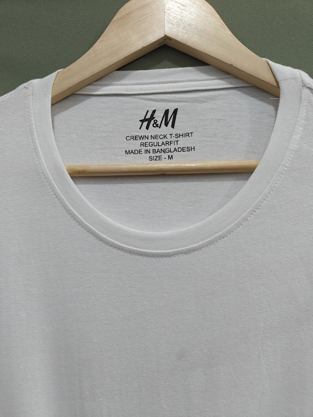 H&M White Crew Neck Regular Fit T-Shirt