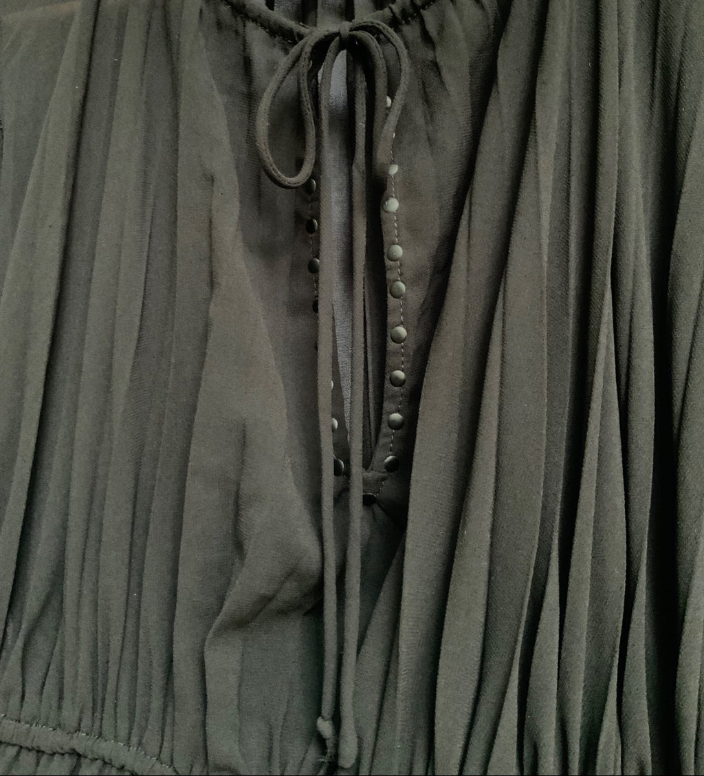 Zara Black Pleated Long Sleeve Mini Dress