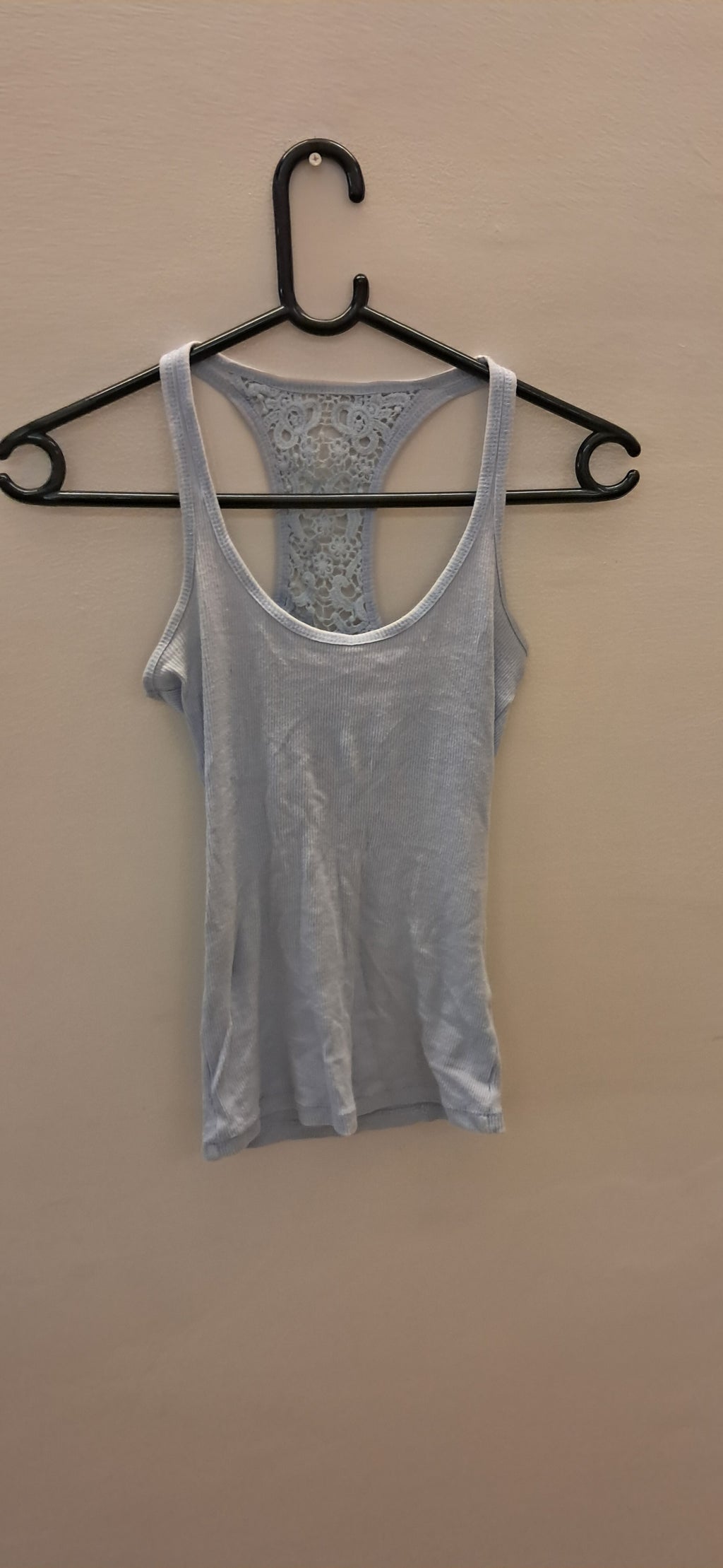 ATMOSPHERE Sky Blue Ribbed Tank Top with Lace Back