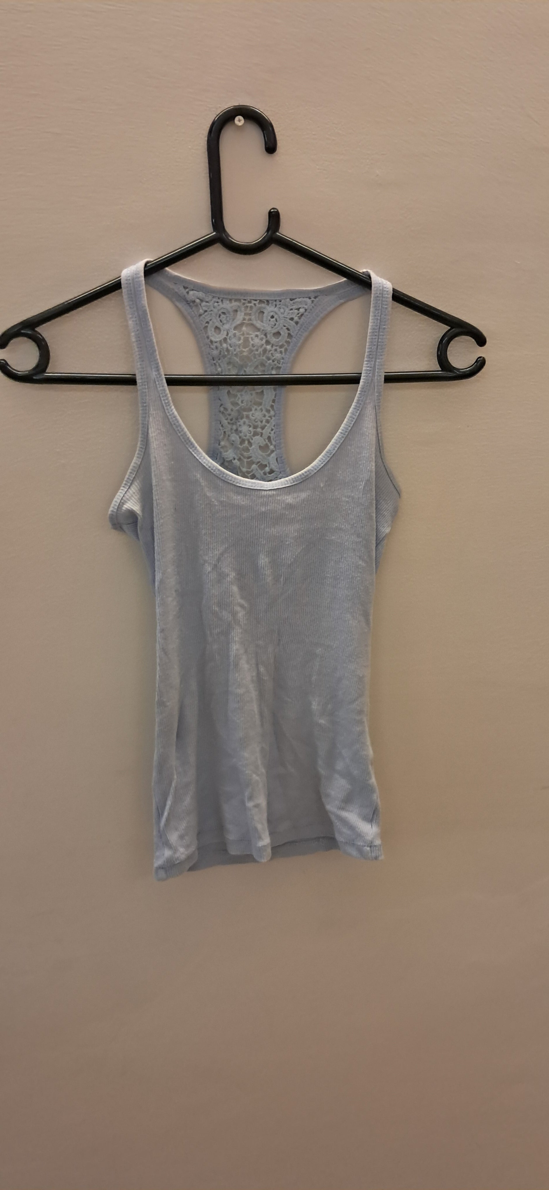 ATMOSPHERE Sky Blue Ribbed Tank Top with Lace Back