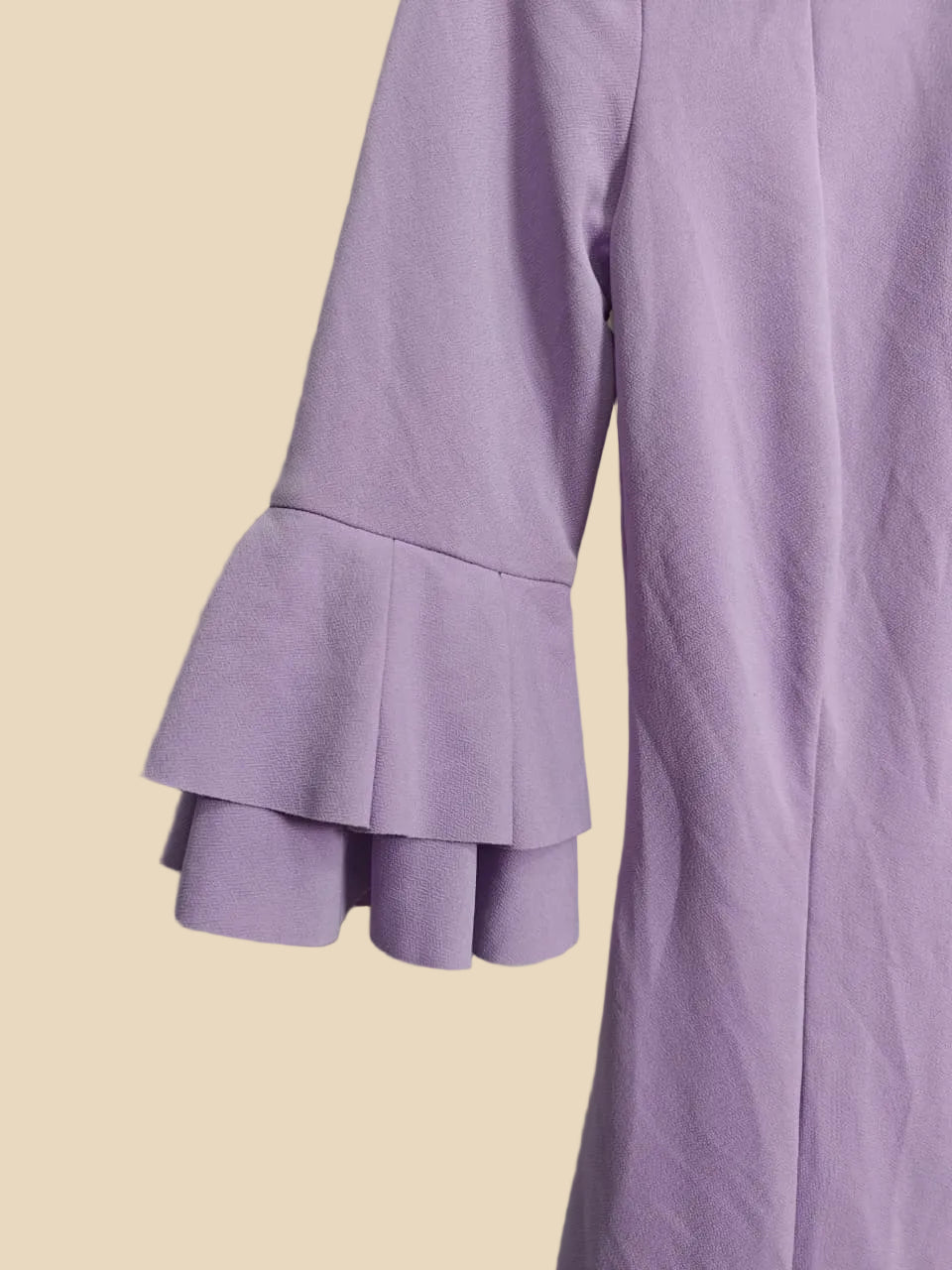 KAZO Women's Lavender Ruffle Sleeve and Hem Mini Dress