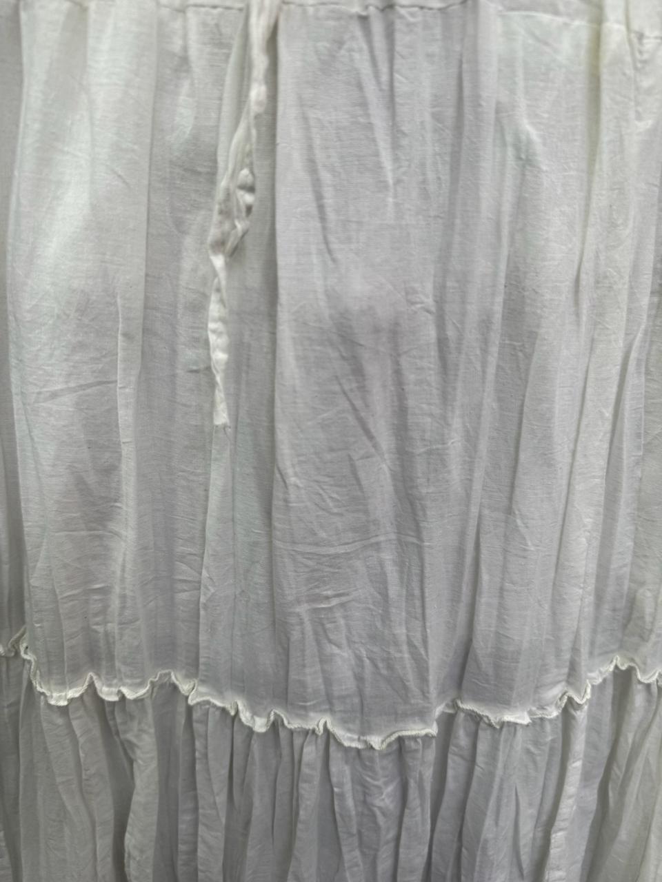 Women's White Tiered Maxi Skirt