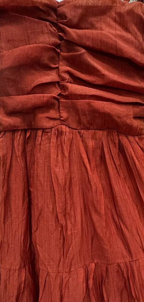 Women's Rust Orange Smocked Tiered Maxi Dress