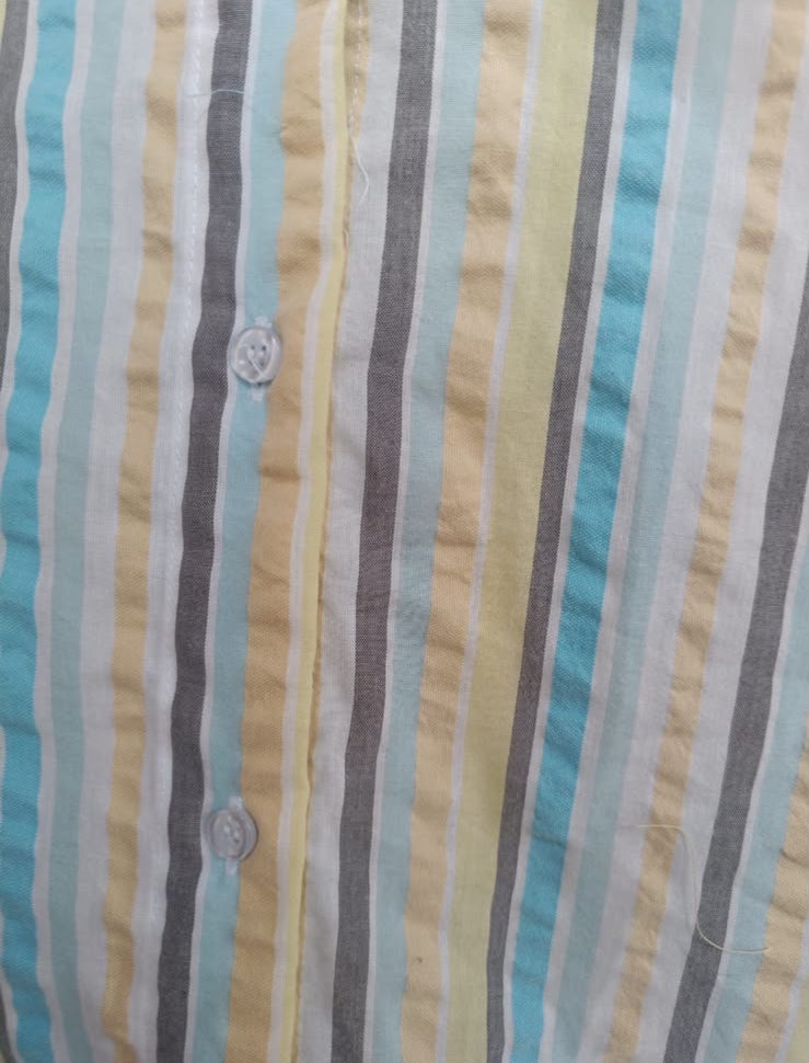 Women's Multicolor Striped Long Sleeve Collared Shirt