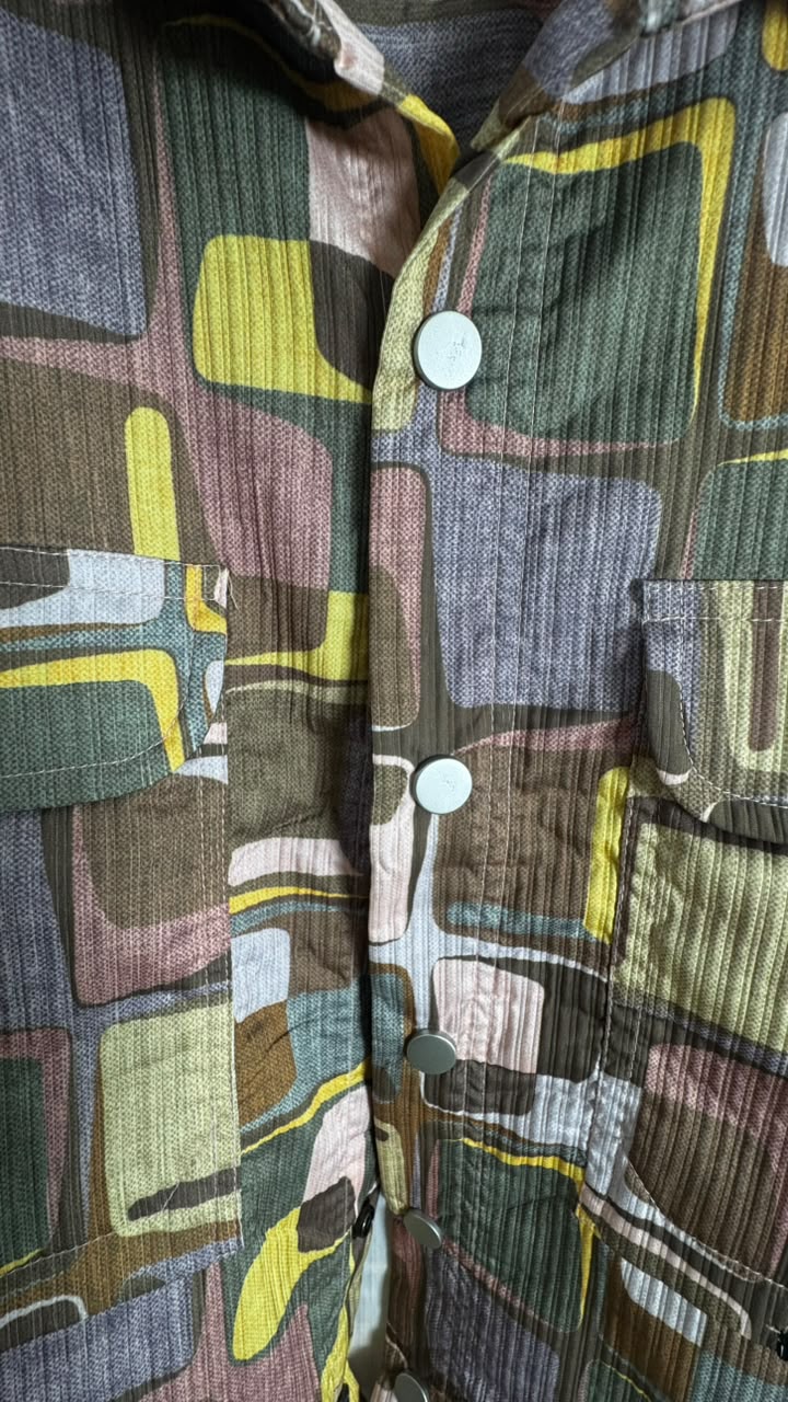 I DOZ PLUS Multicolor Abstract Pattern Corduroy Shirt