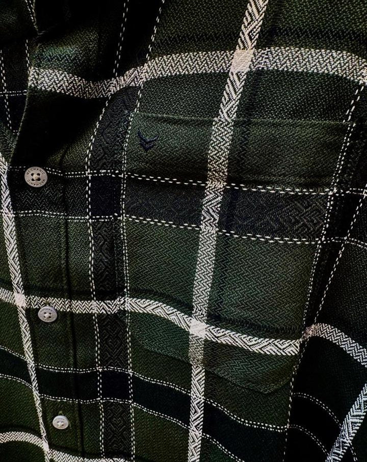 Mechanic London Men's Green Plaid Full Sleeve Casual Shirt