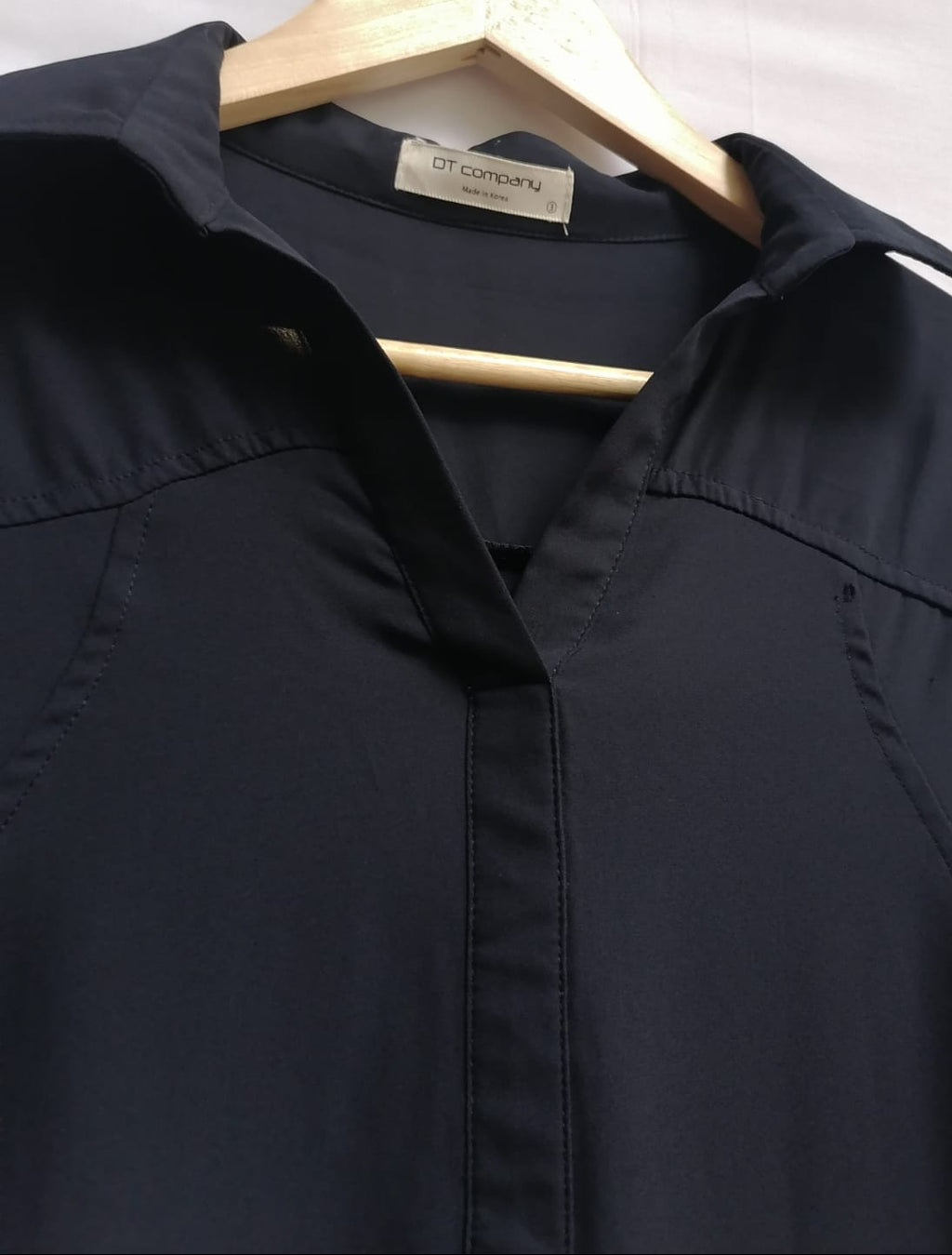 DT Company Women's Navy Blue Collared Tunic Blouse