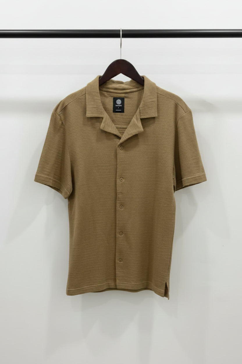 Men's Element Tan Textured Short Sleeve Collared Shirt