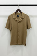 Men's Element Tan Textured Short Sleeve Collared Shirt