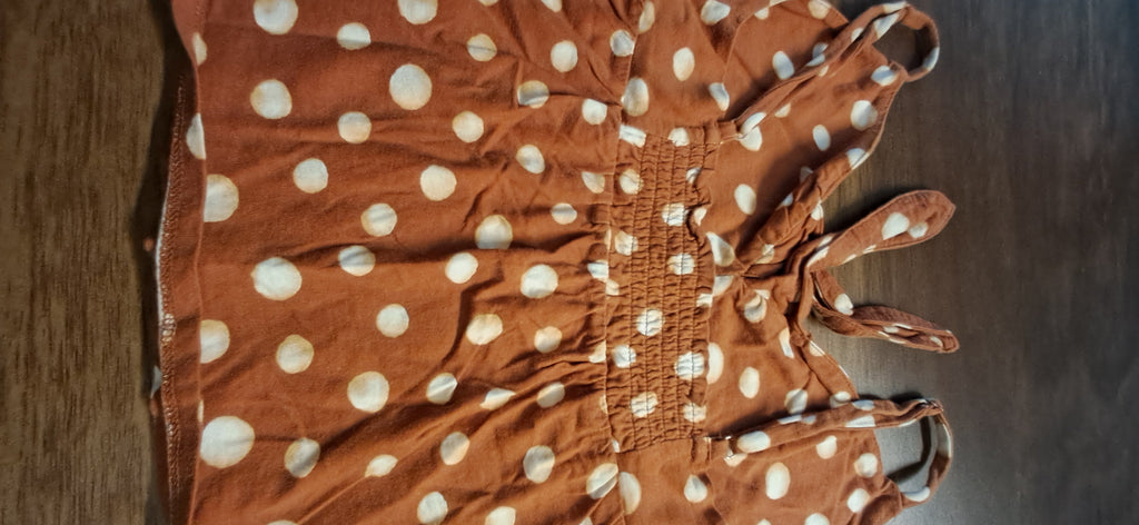 Forever 21 Women's Brown Polka Dot Smocked Cami Crop Top