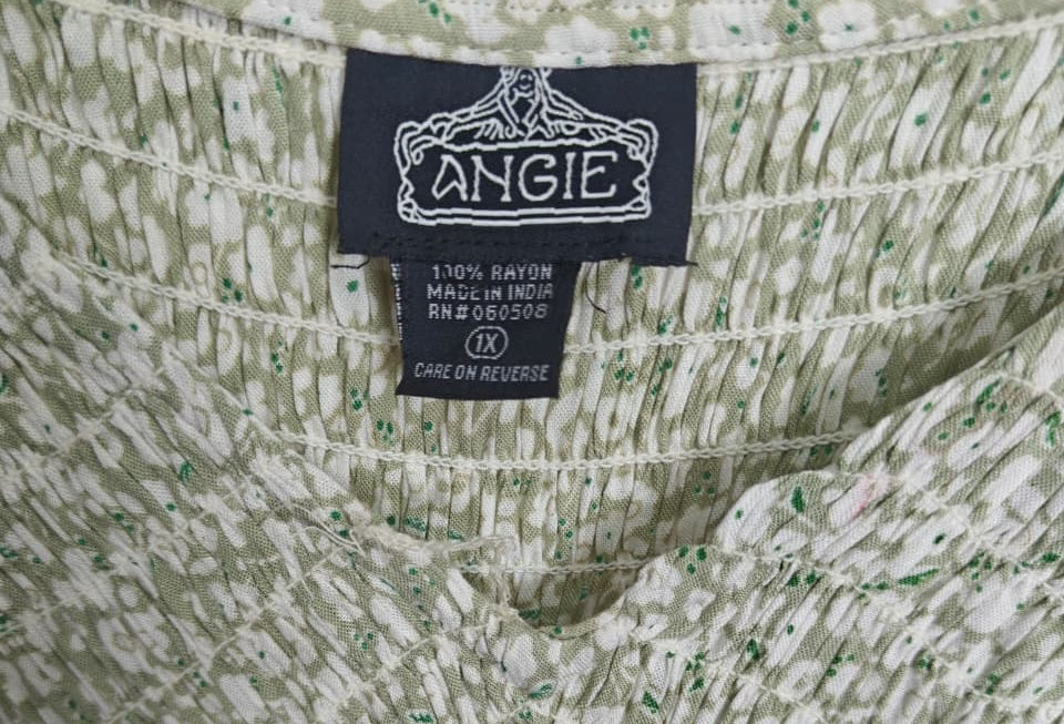 Angie Women's Green Floral Smocked Tiered Mini Dress