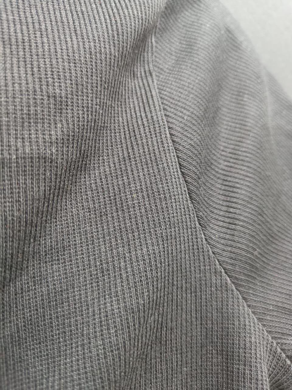 Grey Ribbed Knit Short Sleeve Knot Front Top