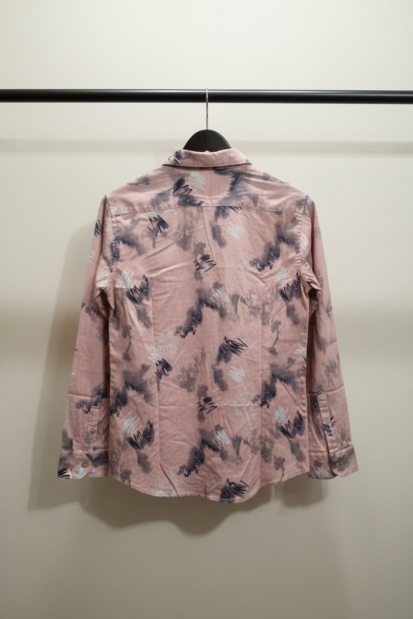 Modoni Men's Pink Printed Slim Fit Full Sleeve Casual Shirt