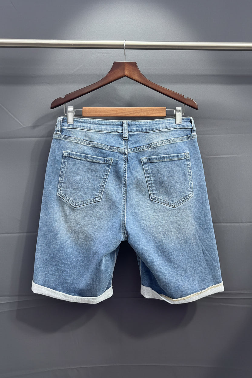 Light Wash Denim Bermuda Shorts