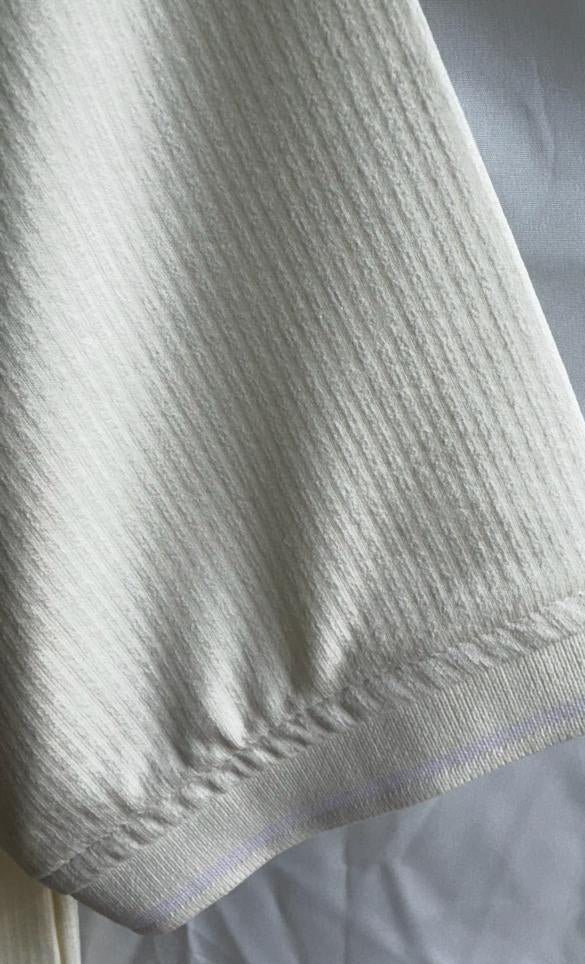 Armani Exchange Men's Cream Ribbed Polo Shirt with Zipper