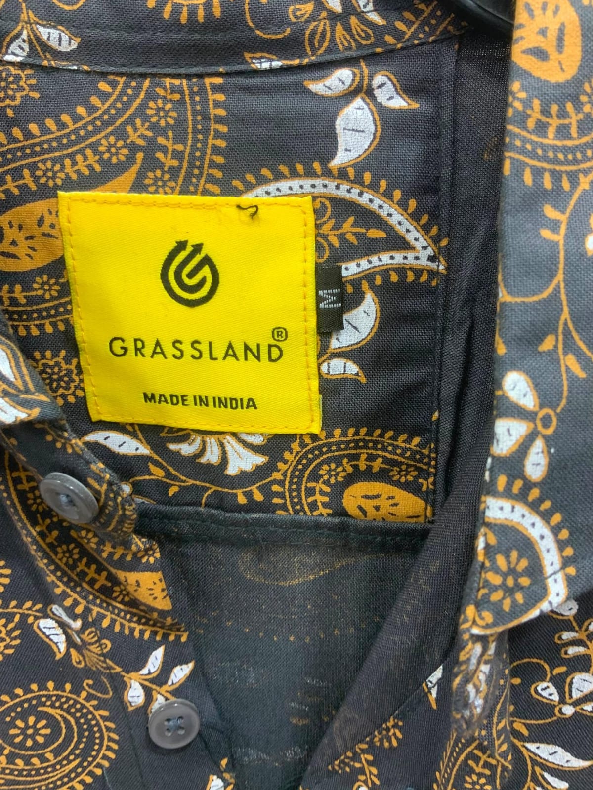 Men's GRASSLAND Black Paisley Print Short Sleeve Casual Shirt