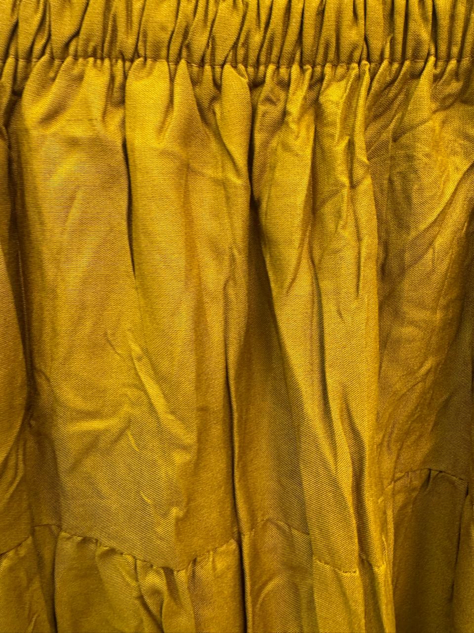 Women's Golden Yellow Tiered Maxi Skirt