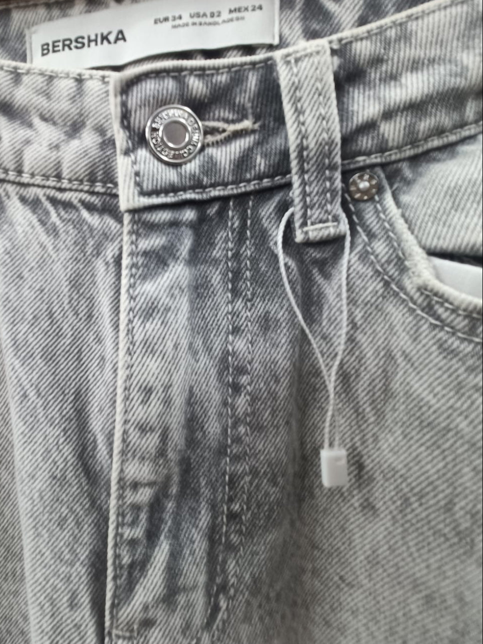 Bershka Grey Acid Wash Wide Leg Jeans