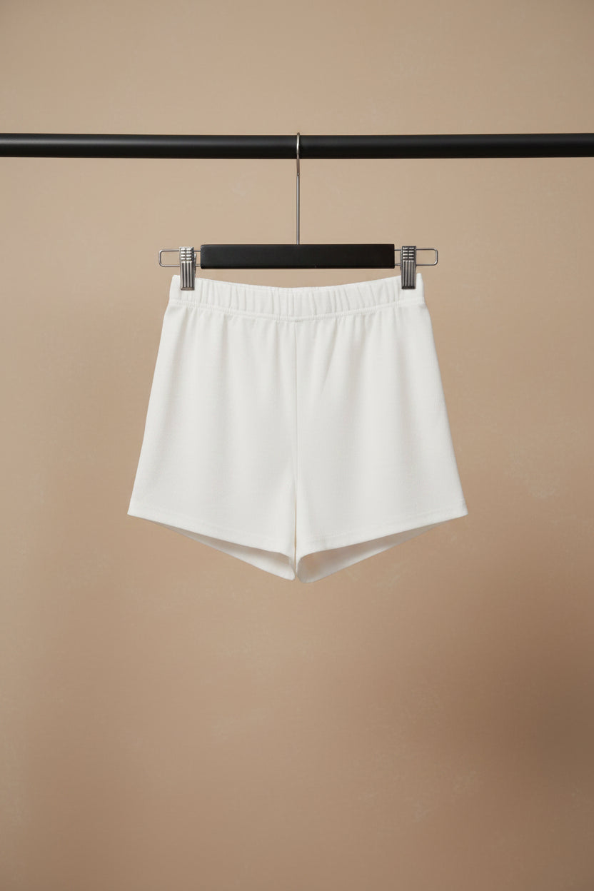 Attire Hub Women's White Ribbed Lounge Shorts