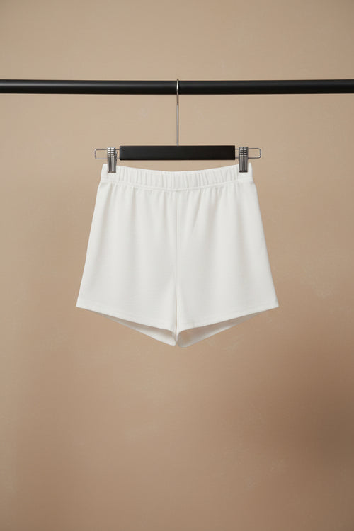 Attire Hub Women's White Ribbed Lounge Shorts