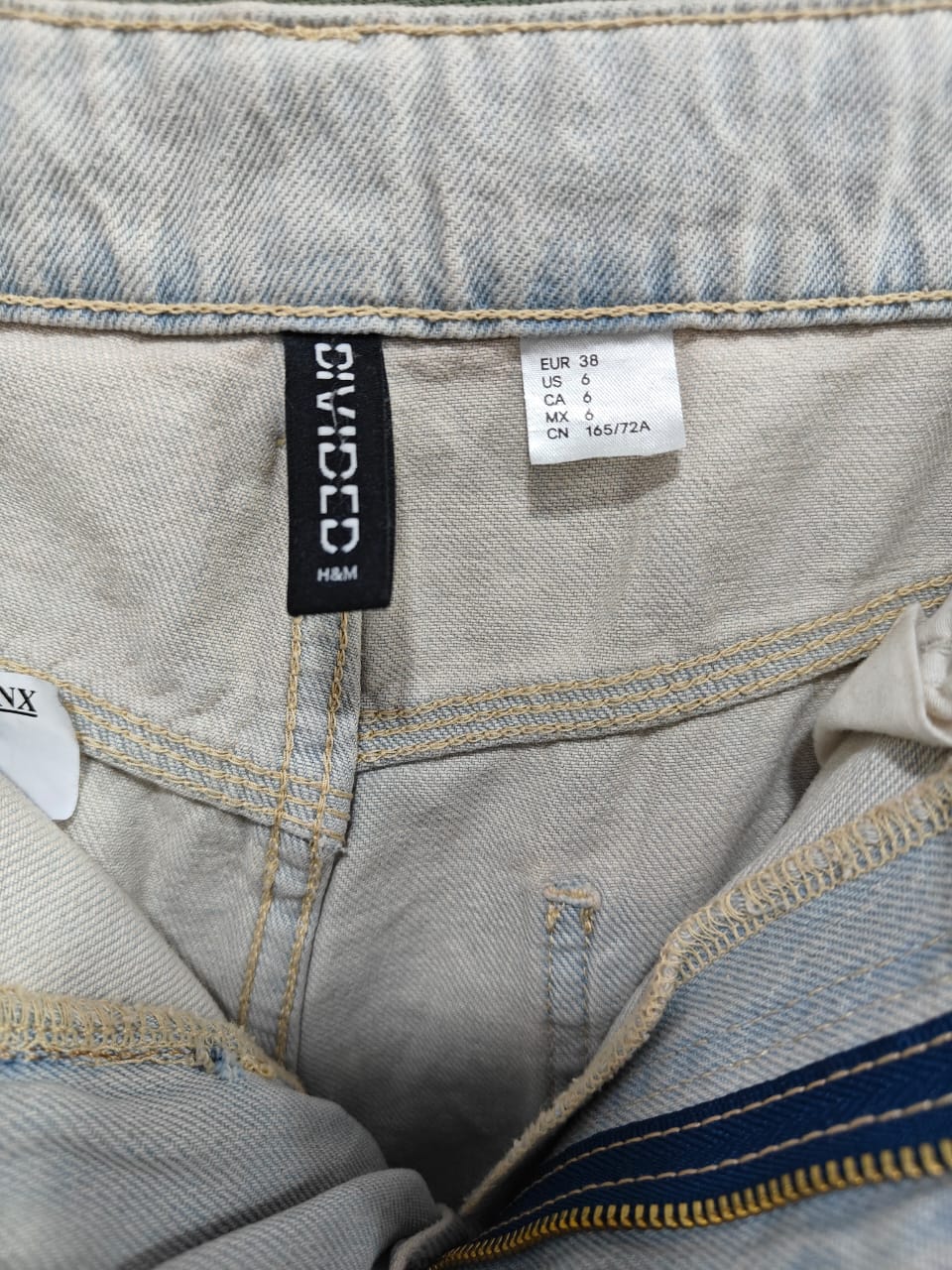 DIVIDED H&M Women's Light Blue Washed Denim Wide Leg Cargo Jeans