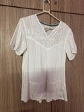 Knox Rose Women's White Eyelet Embroidered V-Neck Tunic Top - Size M