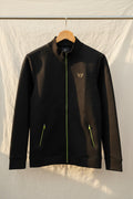 SOLONOS Men's Black Full-Zip Jacket with Neon Green Accents