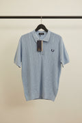 Fred Perry Light Blue Cable Knit Polo Shirt