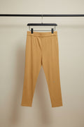 Women's Mustard Ribbed Elastic Waist Trousers
