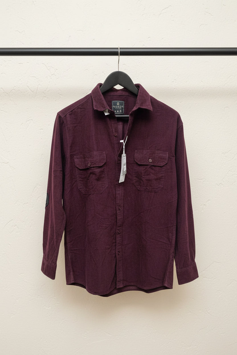 Men's Maroon Corduroy Full Sleeve Shirt