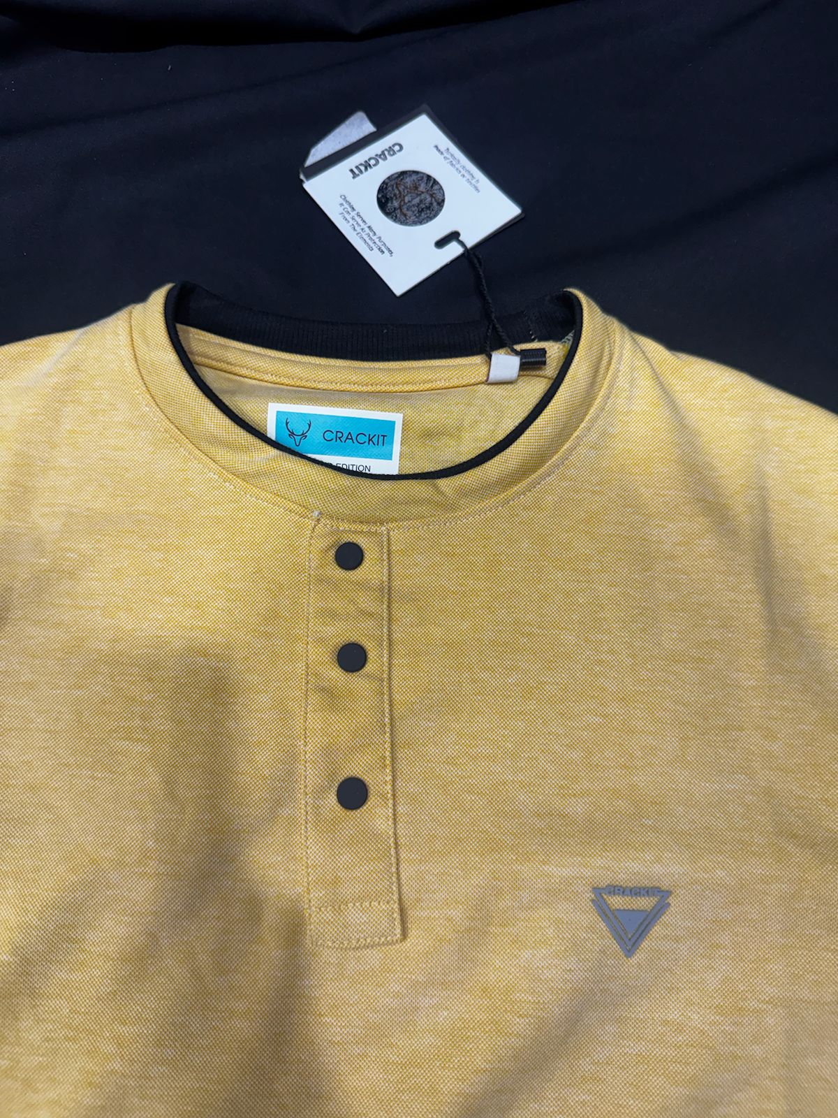 CRACKIT Men's Yellow Henley T-Shirt